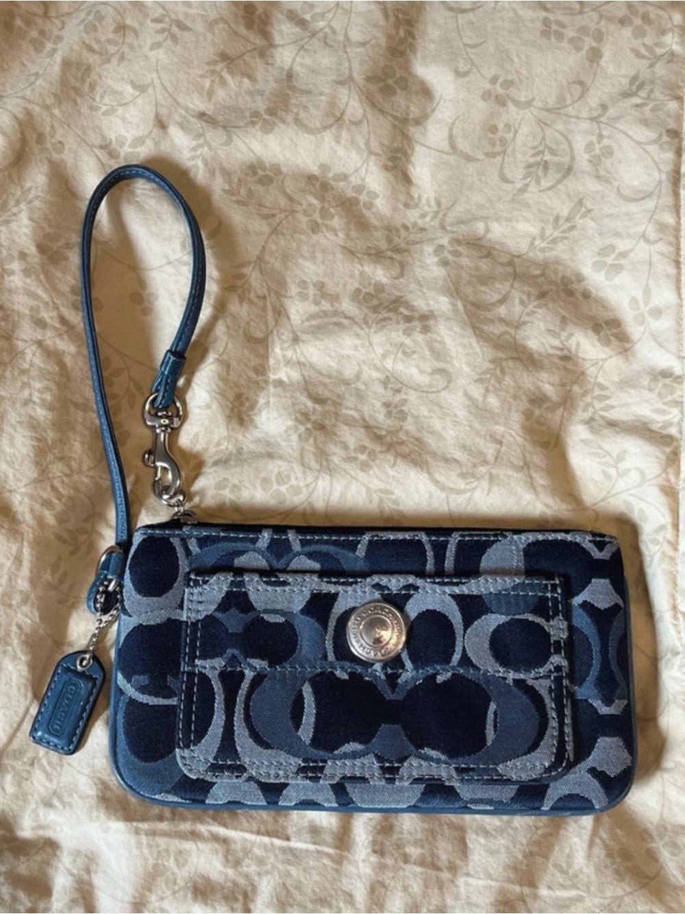 Coach blue gray signature wristlet jacquard vintage Y2K rare